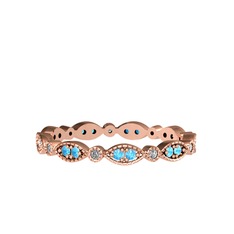 Minimal Tamtur Yüzük - Akuamarin ve swarovski 8 ayar rose altın yüzük #1hydaf4