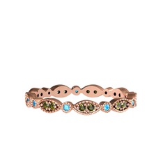 Minimal Tamtur Yüzük - Peridot ve akuamarin 8 ayar rose altın yüzük #1i3cqrw