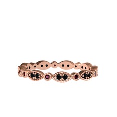 Minimal Tamtur Yüzük - Siyah zirkon ve kök yakut 18 ayar rose altın yüzük #1j001yb