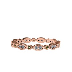 Elmas ve peridot 18 ayar rose altın yüzük (0.198 karat)