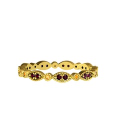 Kök yakut ve sitrin 18 ayar altın yüzük