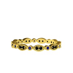 Minimal Tamtur Yüzük - Siyah zirkon ve lab safir 18 ayar altın yüzük #1kv5pqp