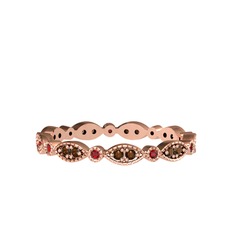 Dumanlı kuvars ve garnet 18 ayar rose altın yüzük