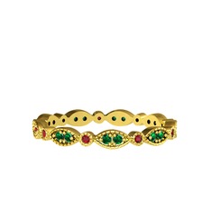 Minimal Tamtur Yüzük - Yeşil kuvars ve garnet 8 ayar altın yüzük #1lrwn4j