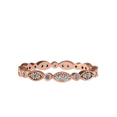 Minimal Tamtur Yüzük - Swarovski ve pırlanta 14 ayar rose altın yüzük (0.099 karat) #1lts9kz