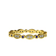 Minimal Tamtur Yüzük - Swarovski ve lab safir 18 ayar altın yüzük #1n8a6oq