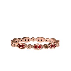 Garnet ve dumanlı kuvars 14 ayar rose altın yüzük