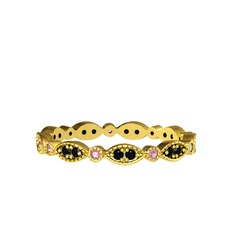 Minimal Tamtur Yüzük - Siyah zirkon ve pembe kuvars 925 ayar altın kaplama gümüş yüzük #1smolbp