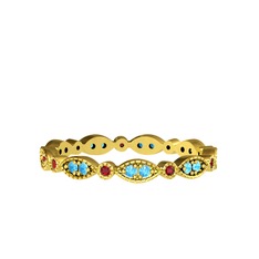 Minimal Tamtur Yüzük - Akuamarin ve garnet 18 ayar altın yüzük #1stwred