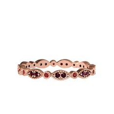 Minimal Tamtur Yüzük - Kök yakut ve garnet 8 ayar rose altın yüzük #1stxqrp