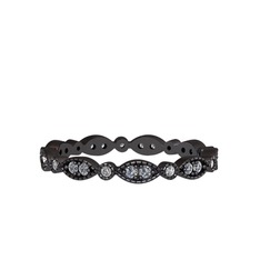 Minimal Tamtur Yüzük - Elmas ve swarovski 925 ayar siyah rodyum kaplama gümüş yüzük (0.198 karat) #1v9h97t