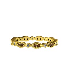 Minimal Tamtur Yüzük - Dumanlı kuvars ve elmas 8 ayar altın yüzük (0.099 karat) #1vgbq1k