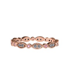 Minimal Tamtur Yüzük - Pırlanta ve pembe kuvars 8 ayar rose altın yüzük (0.198 karat) #1x67zn3