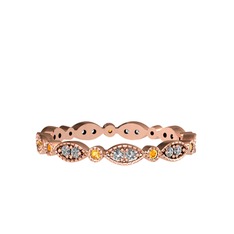 Minimal Tamtur Yüzük - Swarovski ve sitrin 8 ayar rose altın yüzük #2shhh9
