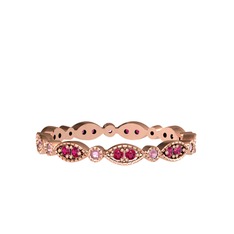 Minimal Tamtur Yüzük - Rodolit garnet ve pembe kuvars 8 ayar rose altın yüzük #33ktxu