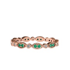 Minimal Tamtur Yüzük - Kök zümrüt ve swarovski 925 ayar rose altın kaplama gümüş yüzük #49eg89