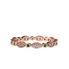 Minimal Tamtur Yüzük - Swarovski ve yeşil kuvars 14 ayar rose altın yüzük #4hhdka