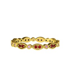 Garnet ve pembe kuvars 14 ayar altın yüzük