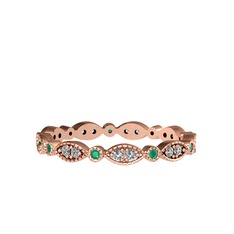 Swarovski ve kök zümrüt 14 ayar rose altın yüzük