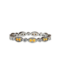 Minimal Tamtur Yüzük - Sitrin ve elmas 8 ayar beyaz altın yüzük (0.099 karat) #a6r7sx