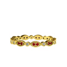 Garnet ve swarovski 8 ayar altın yüzük