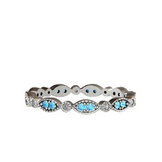 Minimal Tamtur Yüzük - Akuamarin ve swarovski 14 ayar beyaz altın yüzük #byffat