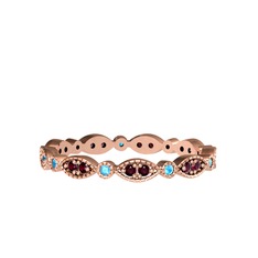 Minimal Tamtur Yüzük - Kök yakut ve akuamarin 18 ayar rose altın yüzük #c2sv8p