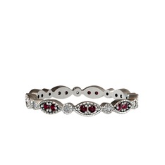 Minimal Tamtur Yüzük - Kök yakut ve swarovski 14 ayar beyaz altın yüzük #cc30bg