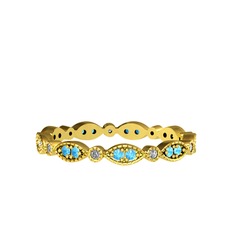 Minimal Tamtur Yüzük - Akuamarin ve swarovski 8 ayar altın yüzük #ccagbw