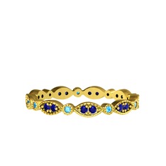 Minimal Tamtur Yüzük - Lab safir ve akuamarin 8 ayar altın yüzük #ckksl9