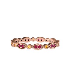 Rodolit garnet ve sitrin 14 ayar rose altın yüzük