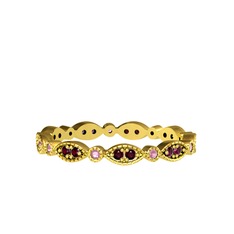 Minimal Tamtur Yüzük - Kök yakut ve pembe kuvars 925 ayar altın kaplama gümüş yüzük #f7t8l0