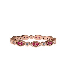Minimal Tamtur Yüzük - Rodolit garnet ve elmas 18 ayar rose altın yüzük (0.099 karat) #hbjuf5