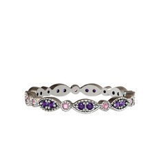 Minimal Tamtur Yüzük - Ametist ve pembe kuvars 925 ayar gümüş yüzük #iik0ew