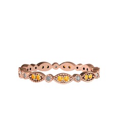 Minimal Tamtur Yüzük - Sitrin ve beyaz zirkon 14 ayar rose altın yüzük #knkozj