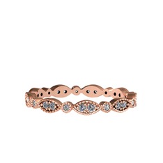 Minimal Tamtur Yüzük - Elmas ve swarovski 8 ayar rose altın yüzük (0.198 karat) #lswp7m
