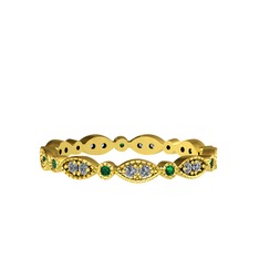 Minimal Tamtur Yüzük - Pırlanta ve yeşil kuvars 18 ayar altın yüzük (0.198 karat) #ngm942