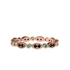 Siyah zirkon ve kök zümrüt 925 ayar rose altın kaplama gümüş yüzük