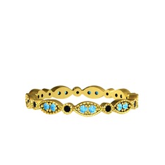 Akuamarin ve siyah zirkon 8 ayar altın yüzük