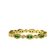 Minimal Tamtur Yüzük - Yeşil kuvars ve swarovski 14 ayar altın yüzük #s6f18l