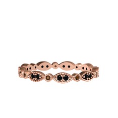 Siyah zirkon ve dumanlı kuvars 925 ayar rose altın kaplama gümüş yüzük