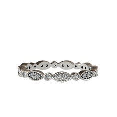 Minimal Tamtur Yüzük - Beyaz zirkon ve swarovski 18 ayar beyaz altın yüzük #to6h8a
