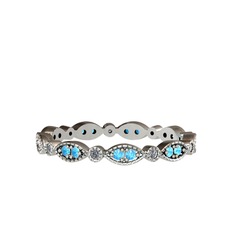 Minimal Tamtur Yüzük - Akuamarin ve elmas 925 ayar gümüş yüzük (0.099 karat) #tugdb5