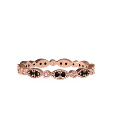 Minimal Tamtur Yüzük - Siyah zirkon ve pembe kuvars 925 ayar rose altın kaplama gümüş yüzük #xdtgmc