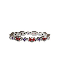 Garnet ve ametist 925 ayar gümüş yüzük
