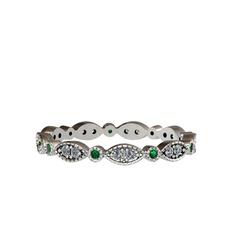Minimal Tamtur Yüzük - Pırlanta ve yeşil kuvars 925 ayar gümüş yüzük (0.198 karat) #zeypnl