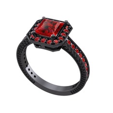 Althea Yüzük - Garnet 925 ayar siyah rodyum kaplama gümüş yüzük #10ab1l5
