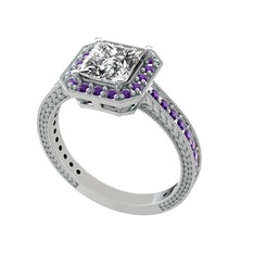 Althea Yüzük - Swarovski ve ametist 18 ayar beyaz altın yüzük #12aukil