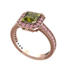 Althea Yüzük - Peridot ve pembe kuvars 8 ayar rose altın yüzük #15kytoq
