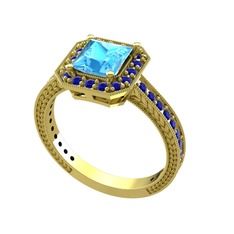 Althea Yüzük - Akuamarin ve lab safir 925 ayar altın kaplama gümüş yüzük #16rasxk